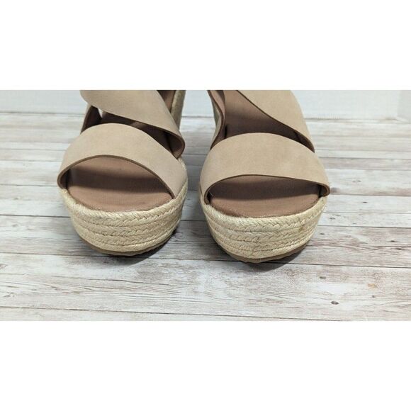 Diba True Hyber Nate Womens Size 10M Beige Leather Wedge Heel Espadrille Sandals - Picture 8 of 10